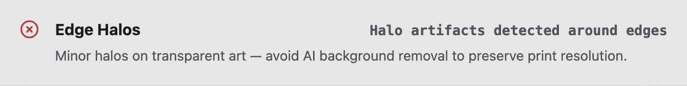 Edge Halos check — FAIL — halo artifacts detected around edges